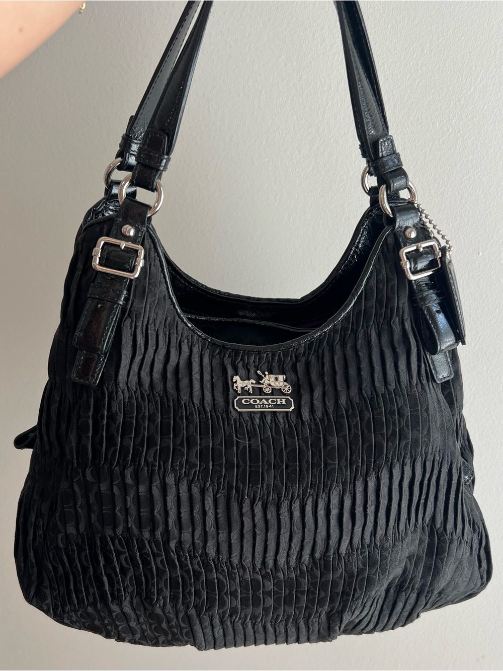 Coach Madison Gathered Signature Maggie Shoulder Bag